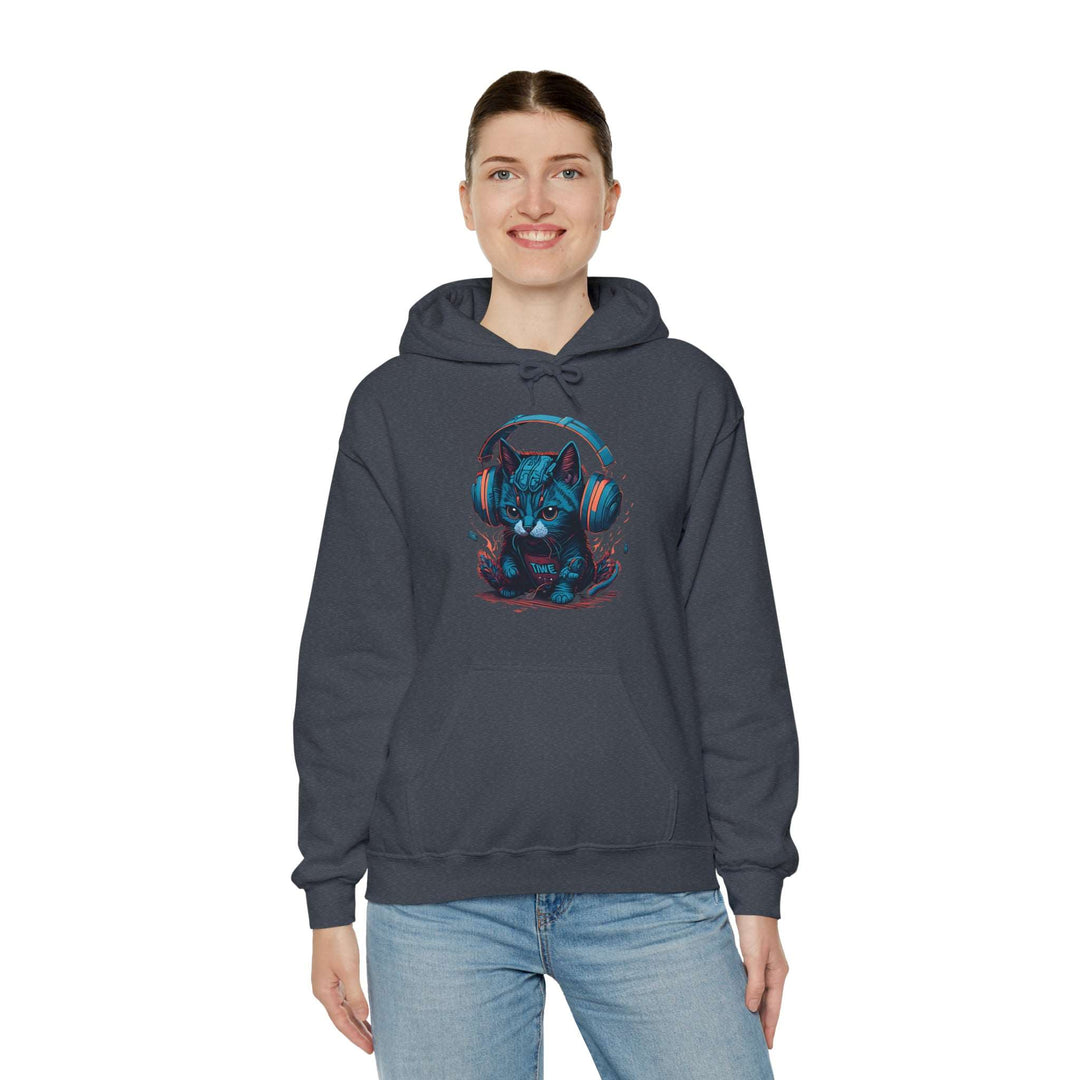 Cat with headset Unisex Hooded Sweatshirt