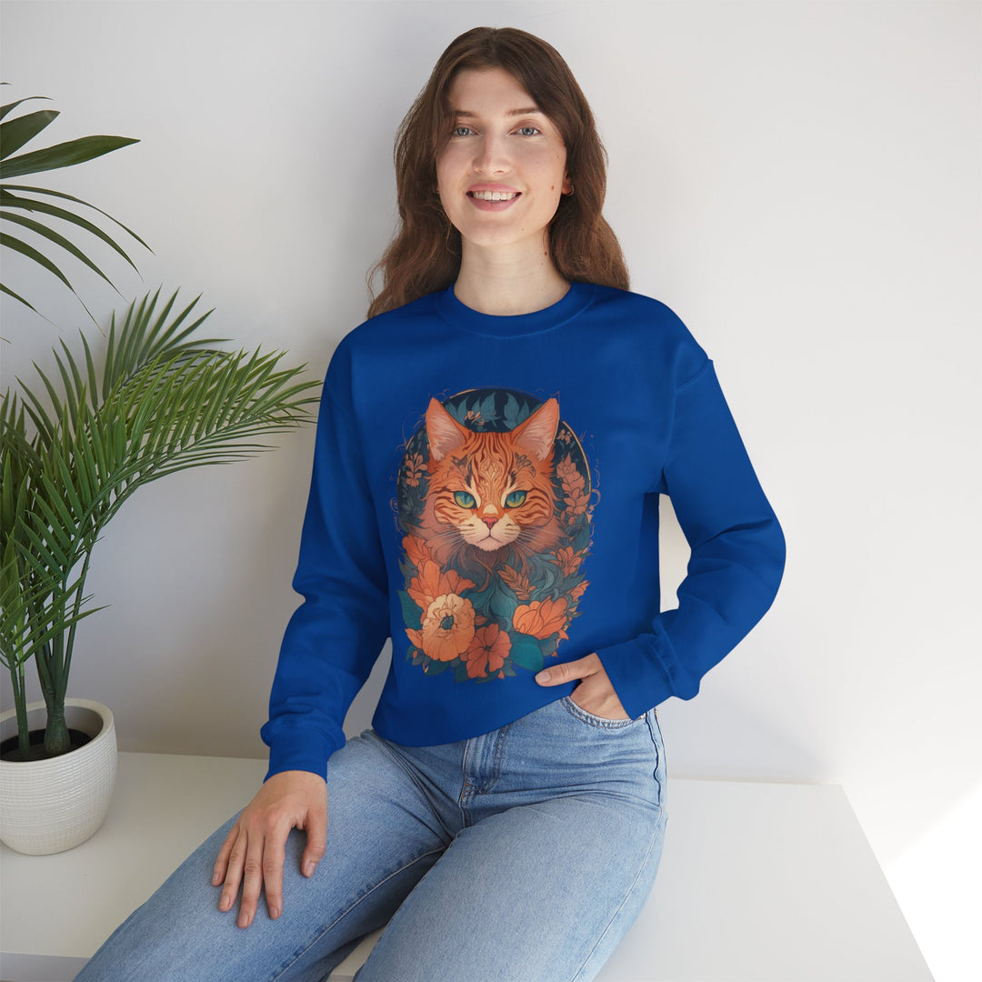 Garden Gaze Cat Petals and Paws Sweatshirt - Blooming Cat