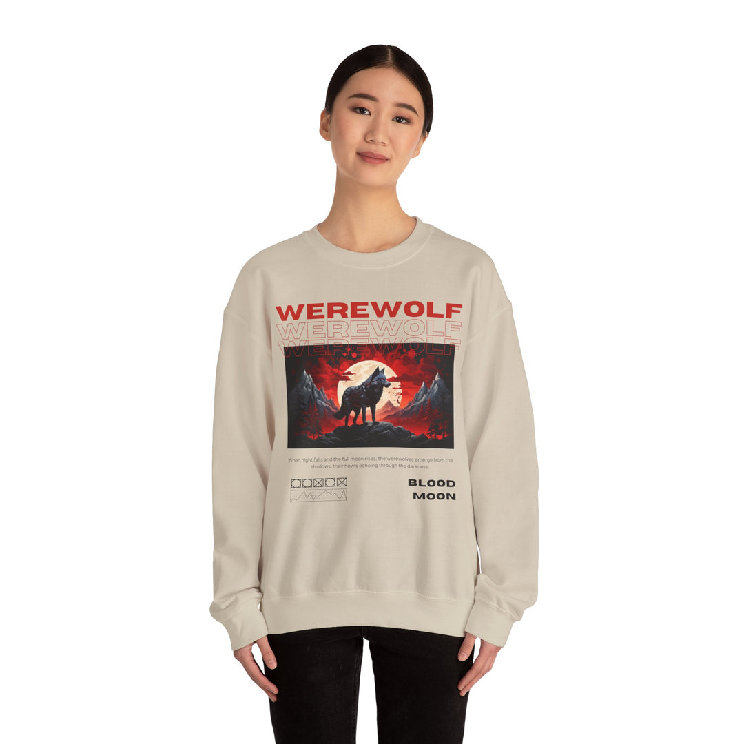 Blood Moon Werewolf Sweatshirt- Moonlit Mountain Lore