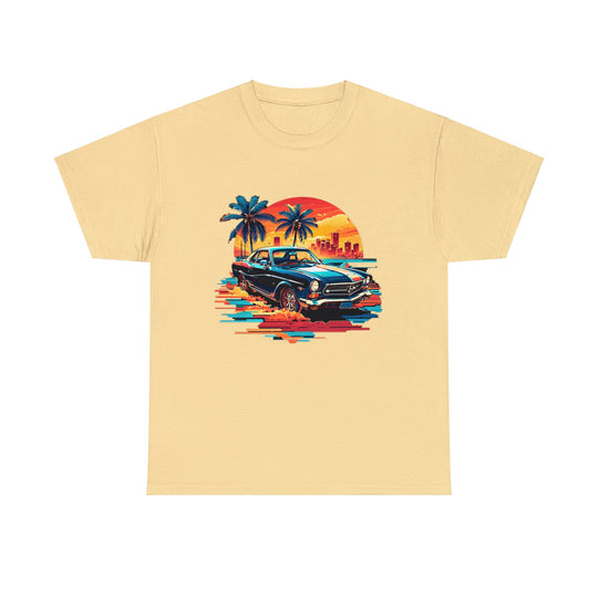 Classic Car Beach Sunset T-shirt   - Vintage City Fashion