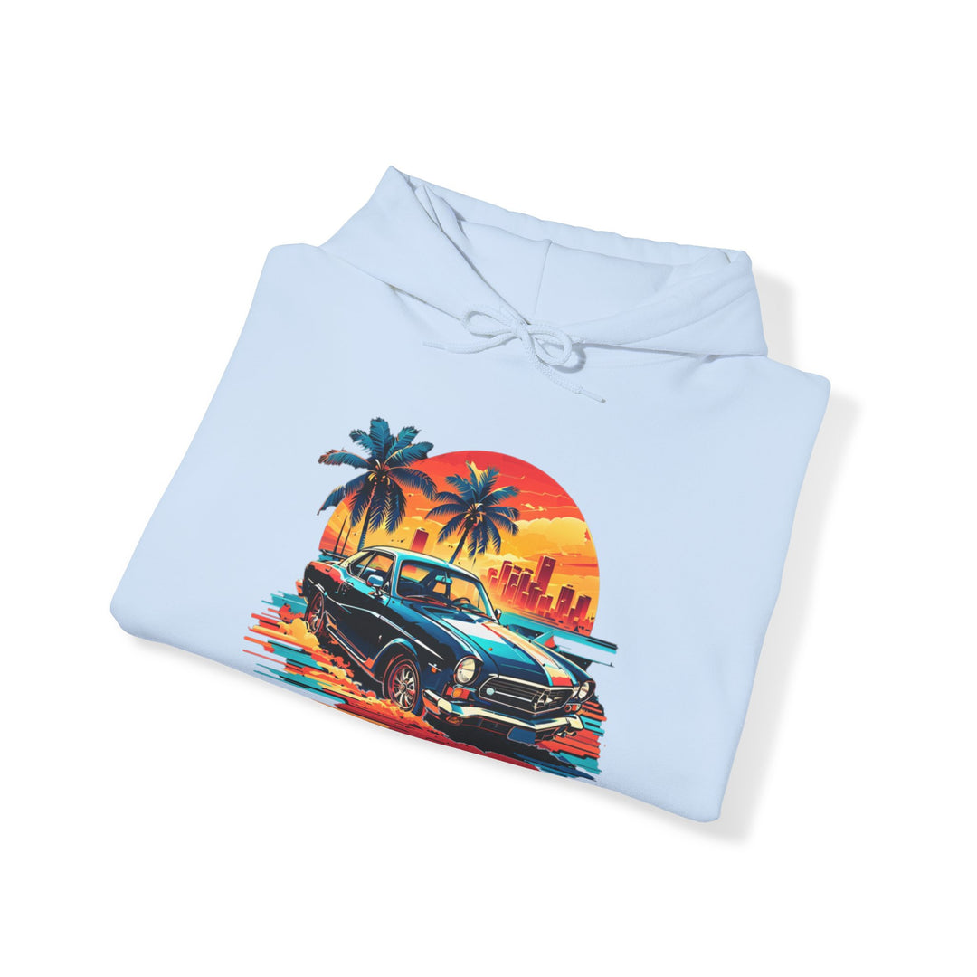 Classic Car Beach Sunset Hoodie - Vintage City Fashion