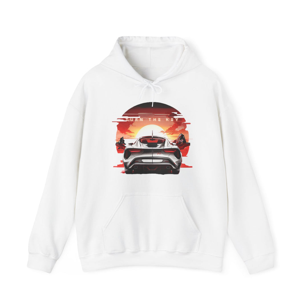 Turn the Key Redline Sunset Car Hoodie - Wave Fusions Thrill Seeker Collection