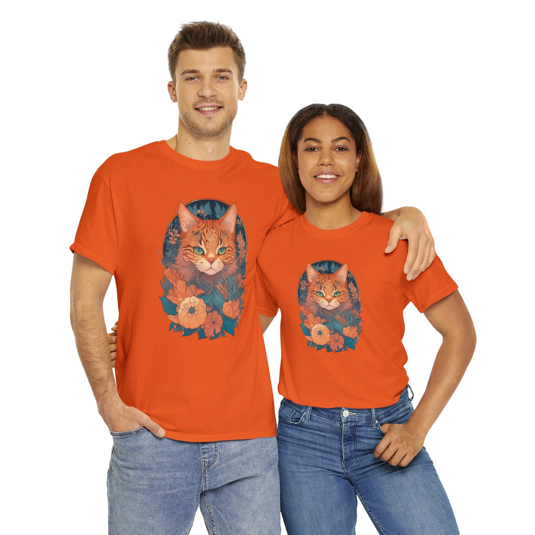 Garden Gaze Cat Petals and Paws T-shirt - Blooming Cat