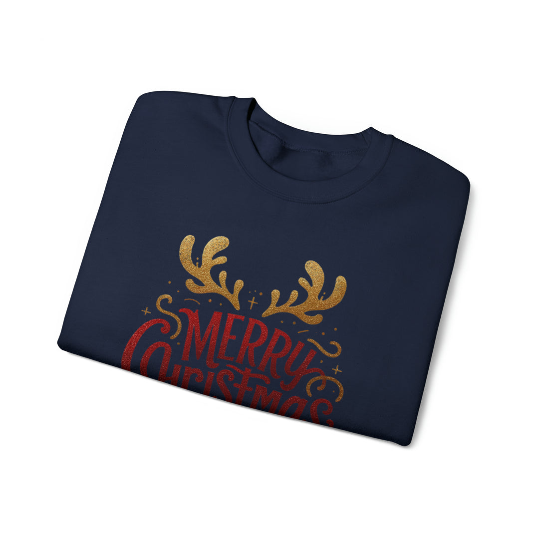 Deer Antlers Merry Christmas Unisex Sweatshirt - Wave Fusions