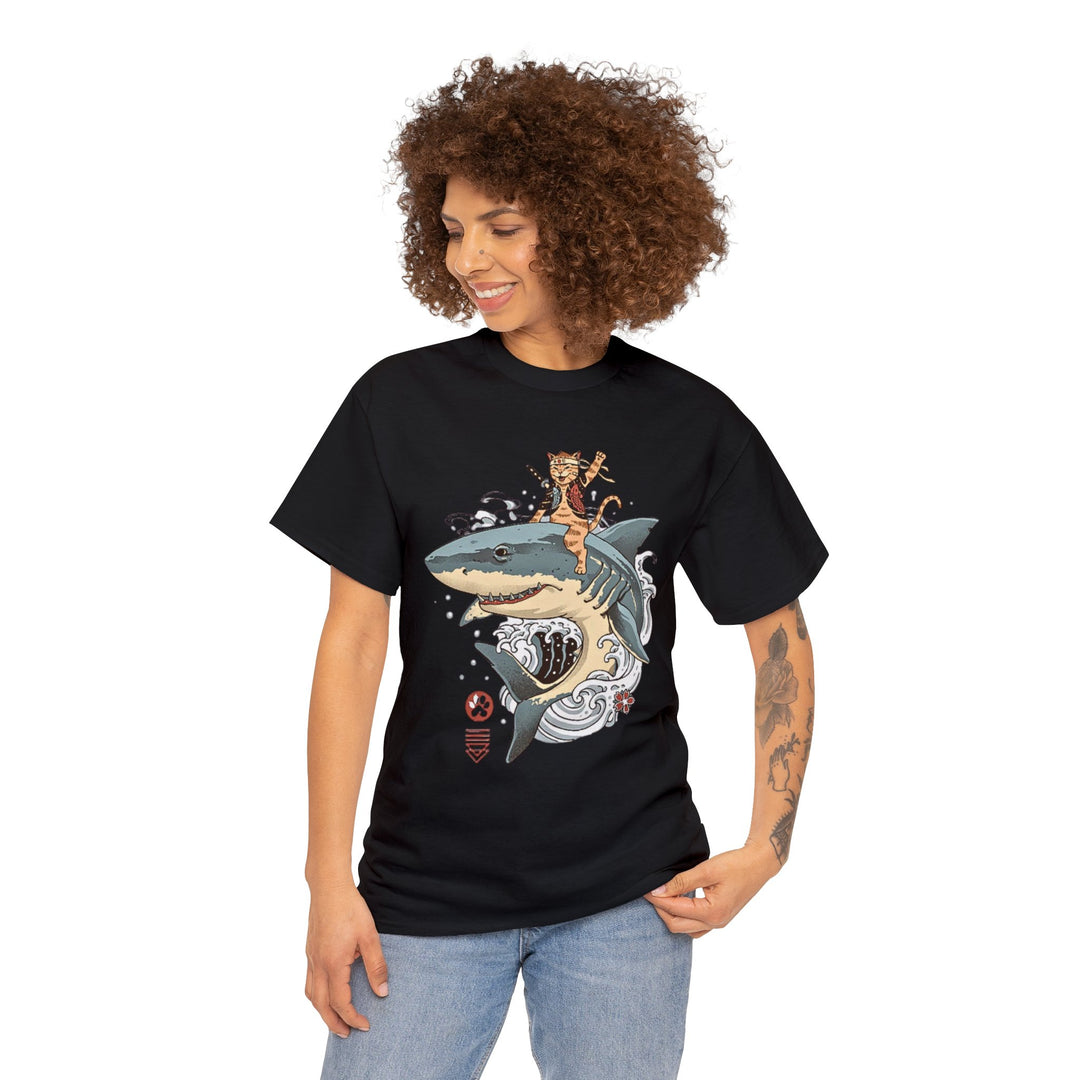 Shark Rider Cat T-Shirt - Aquatic Adventure Gear