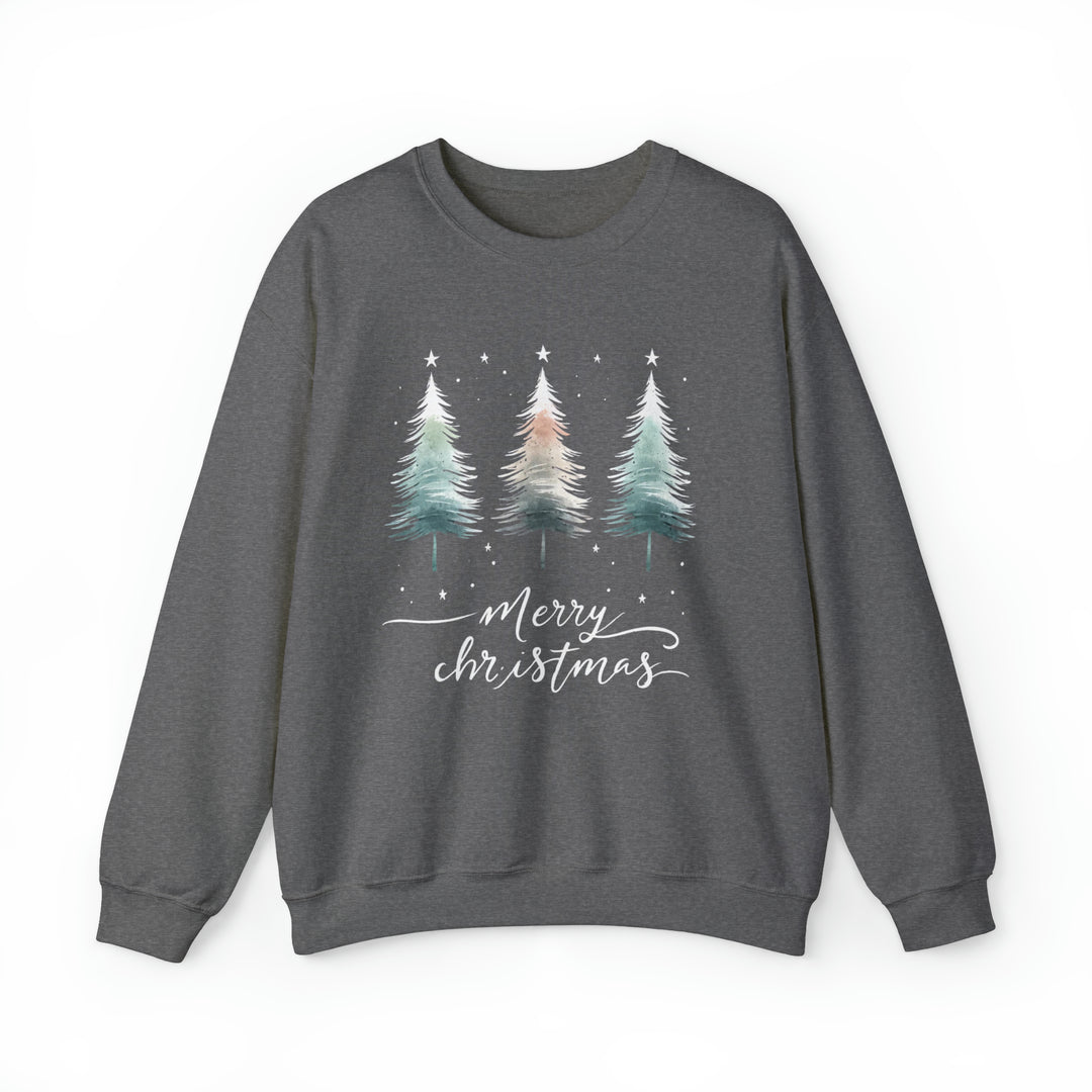 Starry Night Watercolor Christmas Trees Unisex Sweatshirt - Wave Fusions