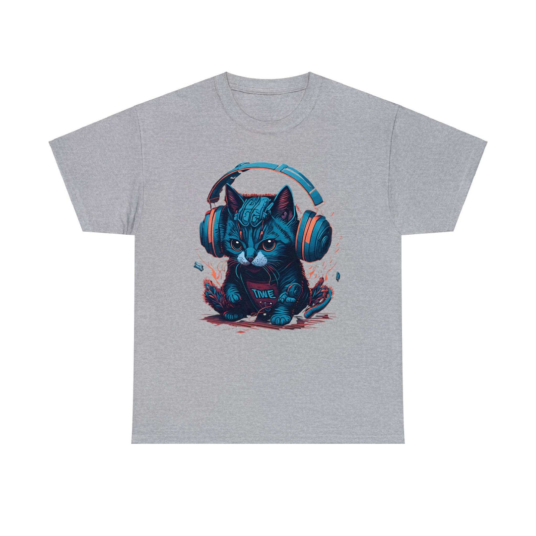 Cat With Headset Unisex Heavy Cotton Tee