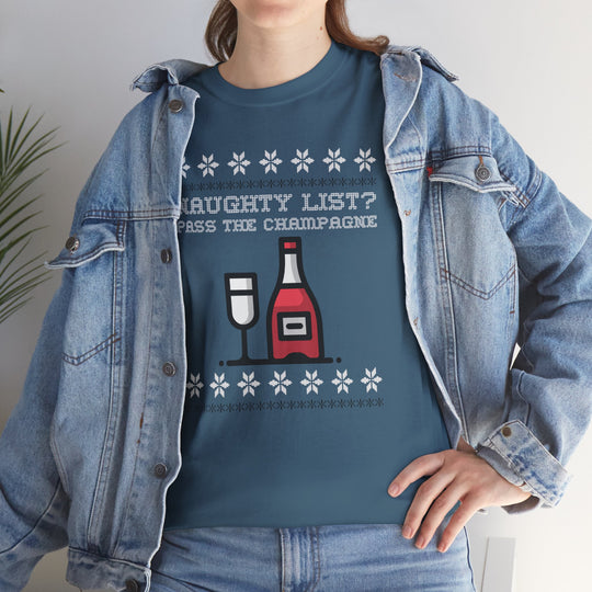 Naughty Champagne Holiday Tee