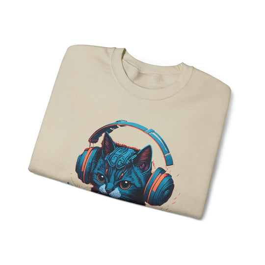 Cat With Headset Unisex Heavy Blend Crewneck Sweatshirt