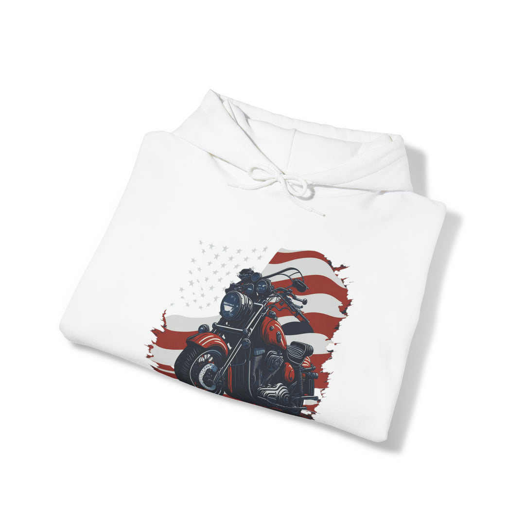 USA Flag Vintage Bike Unisex Hoodie - Wave Fusions