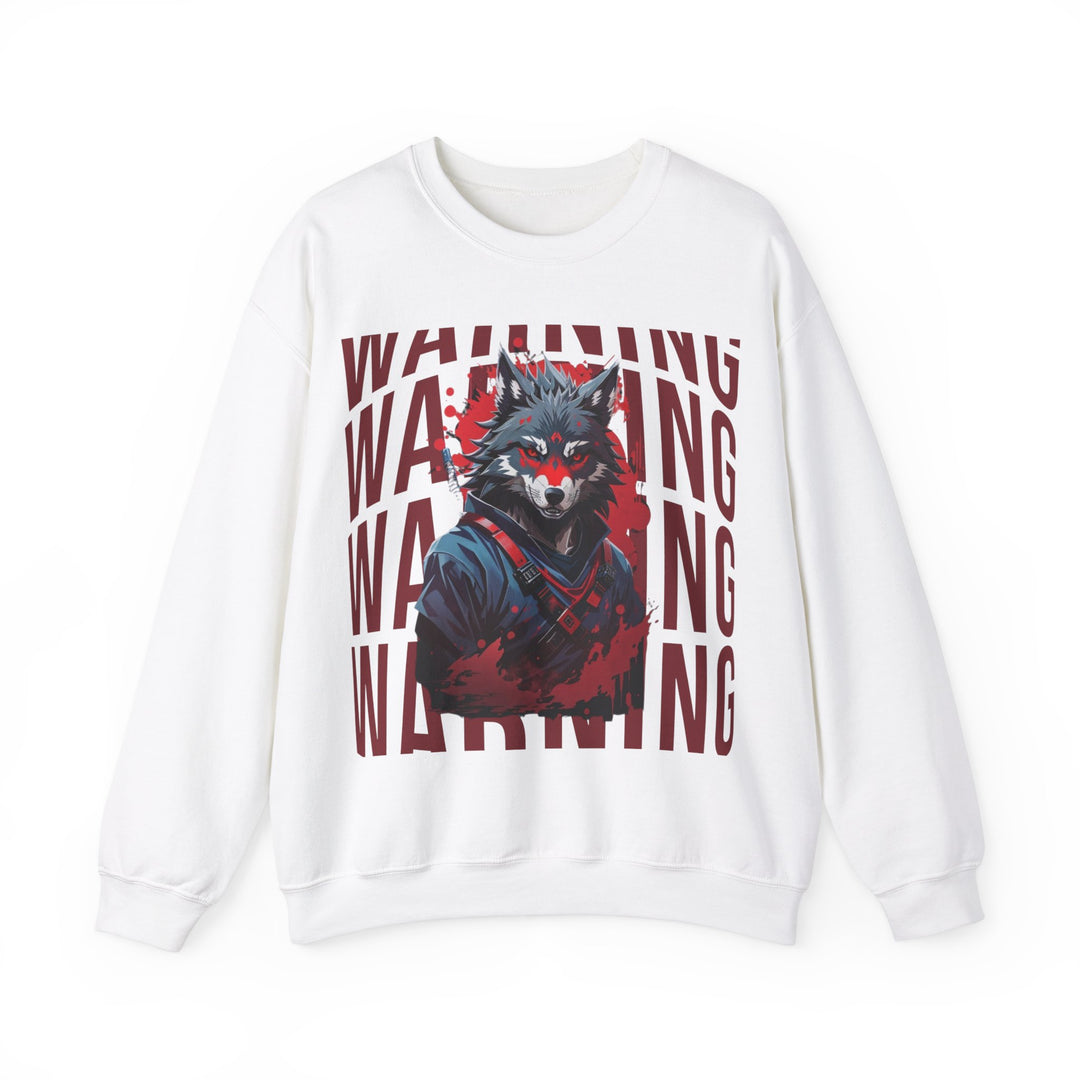 Warning! Warrior Wolf Sweatshirt - Majestic Wolf