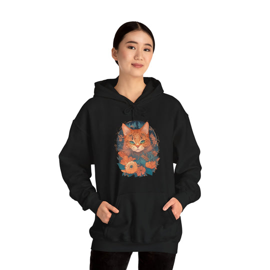 Garden Gaze Cat Petals and Paws Hoodie - Blooming Cat