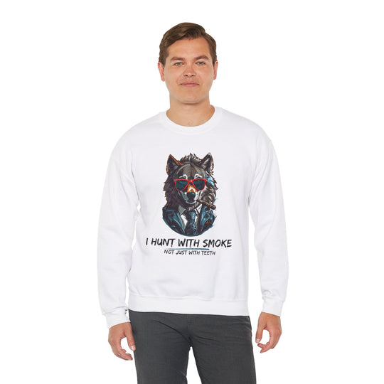 Cool Wolf Legend Sweatshirt - I Hunt With Smoke Not Just With Teeth