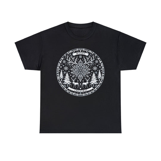 Snowflake Majesty Christmas Medallion Unisex T Shirt - Wave Fusions