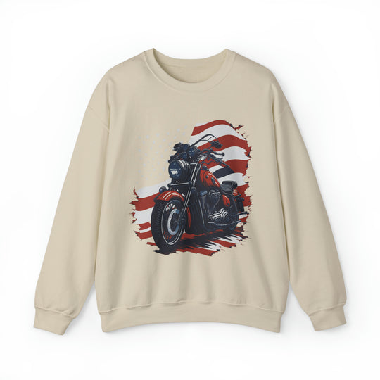 USA Flag Vintage Bike Unisex Heavy Blend Crewneck Sweatshirt - Wave Fusions