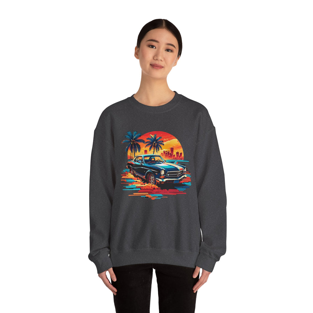 Classic Car Beach Sunset Sweatshirt - Vintage City Fashion