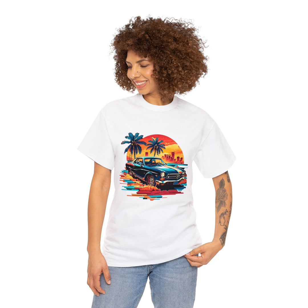 Classic Car Beach Sunset T-shirt   - Vintage City Fashion