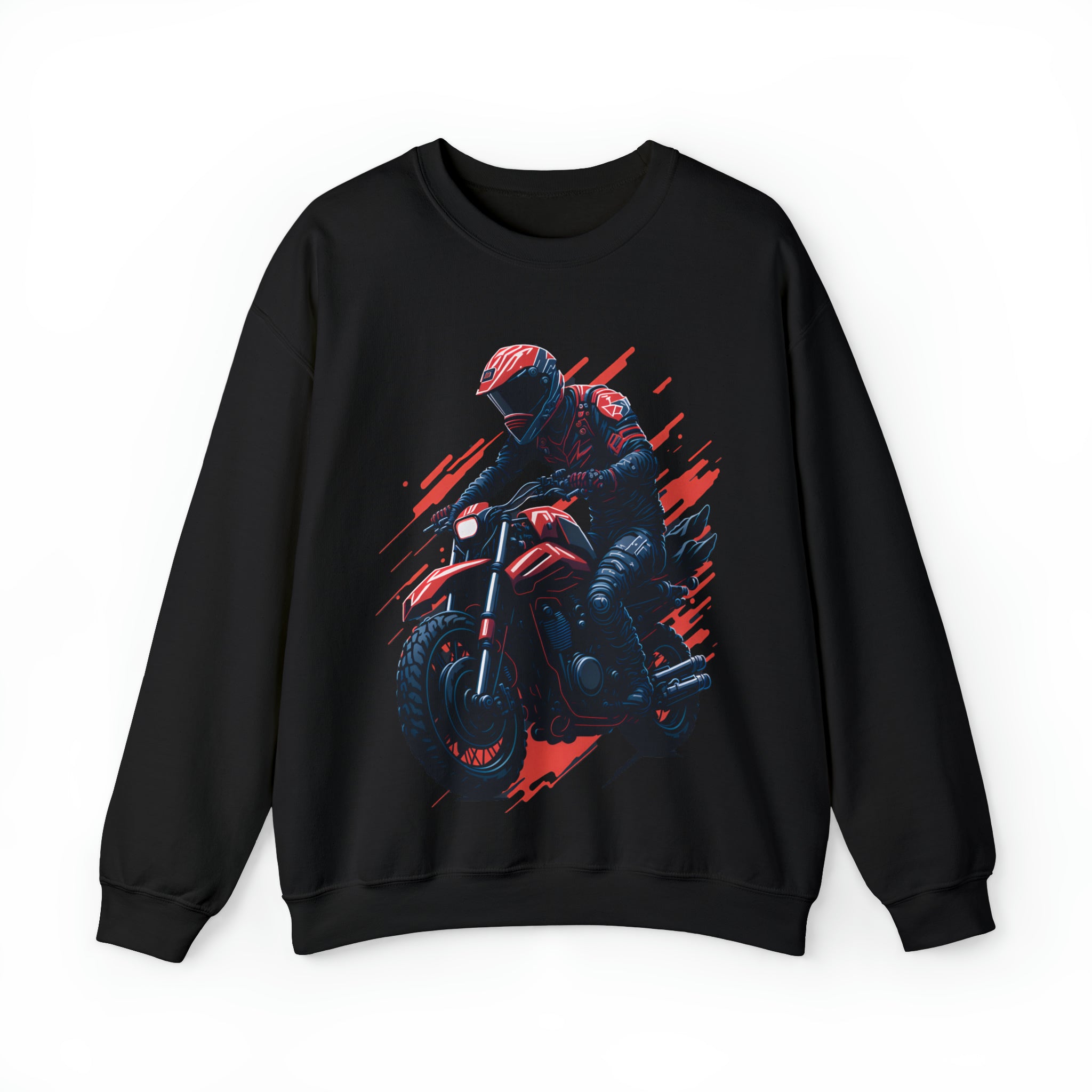 Biker Unisex Heavy Blend Crewneck Sweatshirt - Wave Fusions