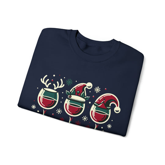 Holiday Cheer Wine Glasses Unisex Sweatshirt - Wave Fusions