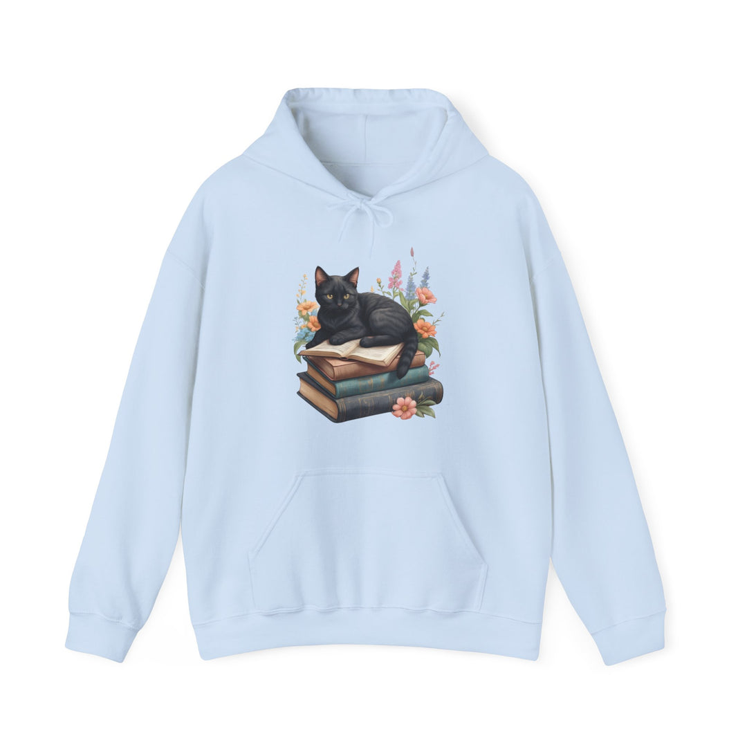 Floral Feline Scholar Book Cat  Hoodie