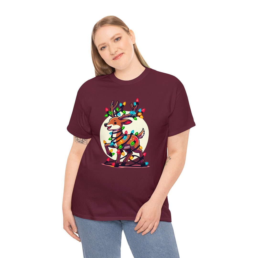 Reindeer Radiance Christmas Cheer Unisex T Shirt - Wave Fusions