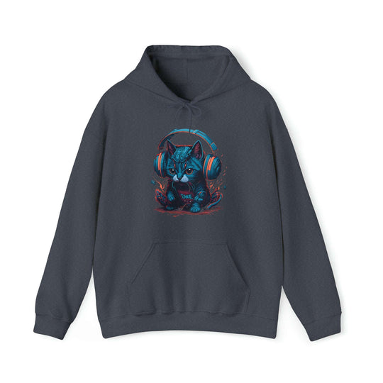 Cat with headset Unisex Hooded Sweatshirt