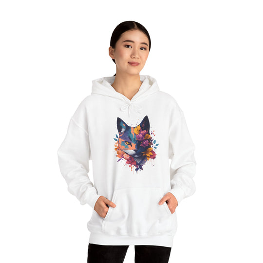 Floral Feline Grace Blossom Kitty Hoodie - Artistic Cat Flair