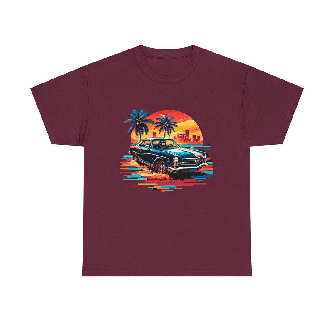 Classic Car Beach Sunset T-shirt   - Vintage City Fashion