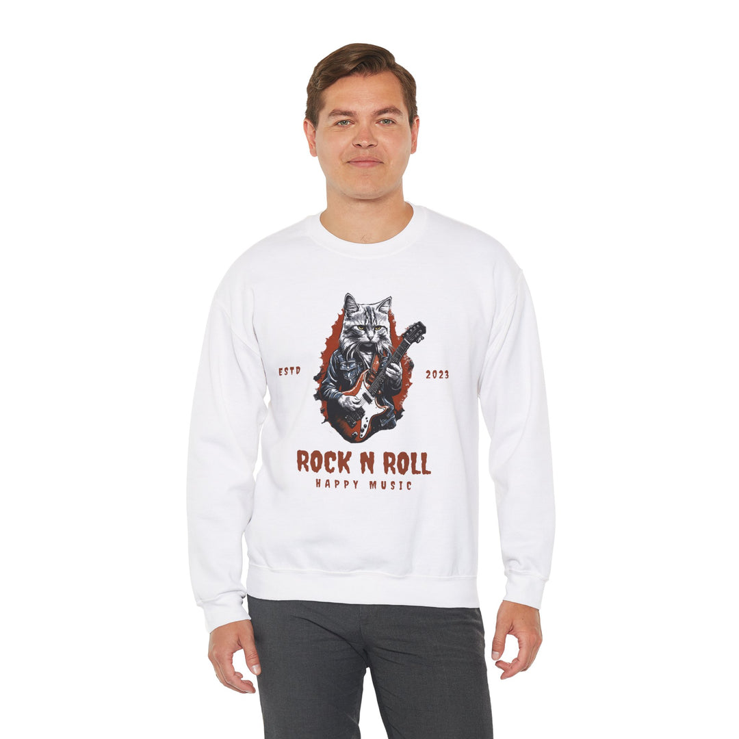 Rock N Roll Cat Guitarist Sweatshirt- Happy Tunes