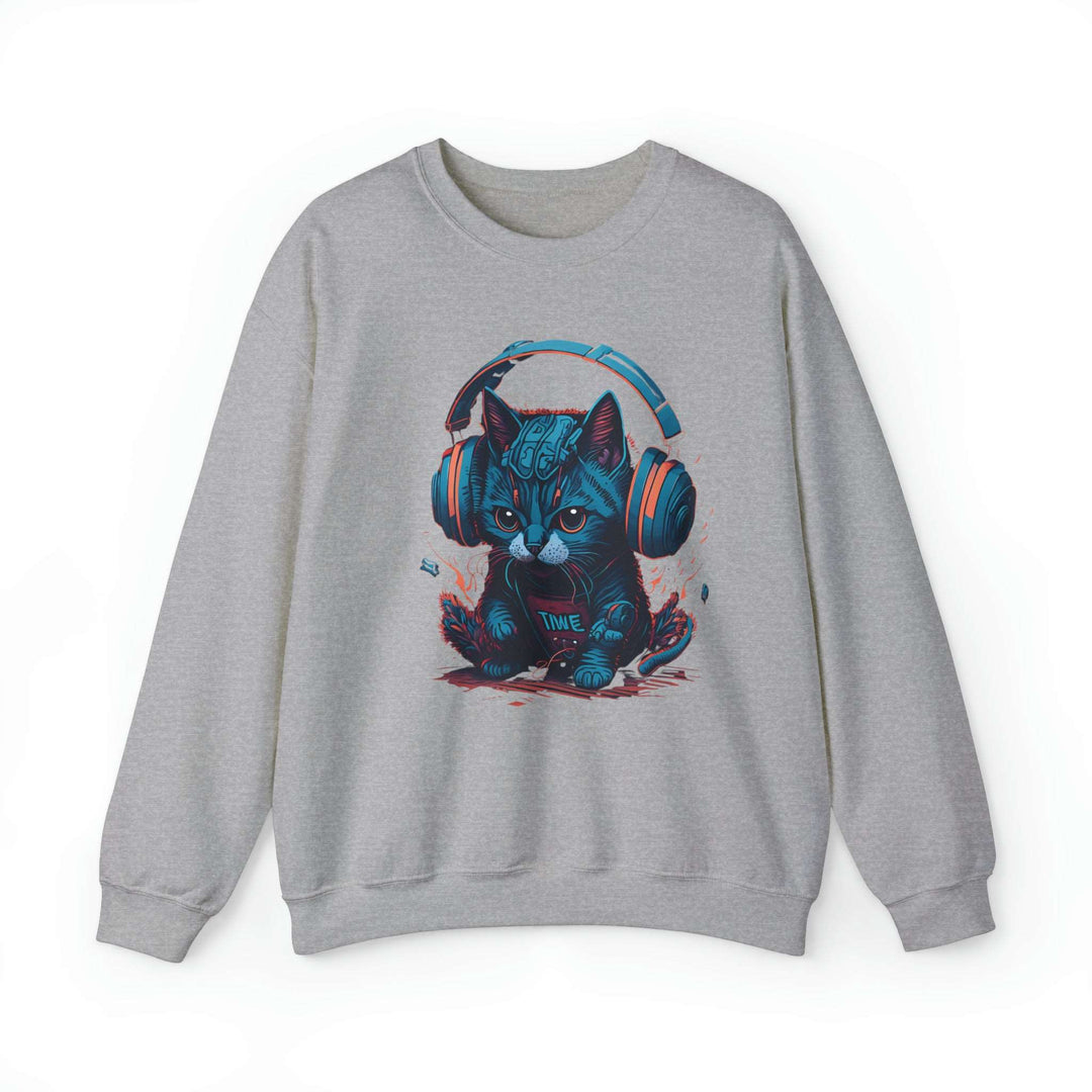 Cat With Headset Unisex Heavy Blend Crewneck Sweatshirt