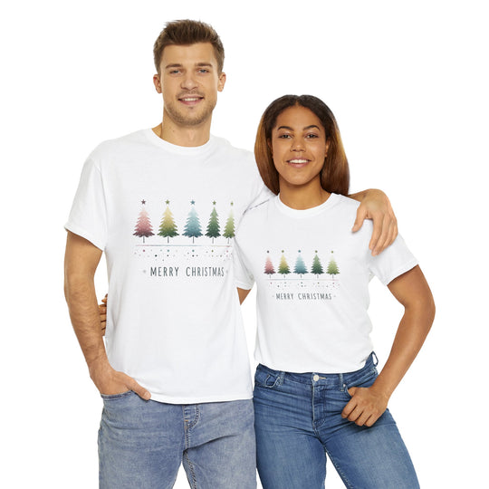 Pastel Forest Noel Christmas Trees Unisex T Shirt - Wave Fusions