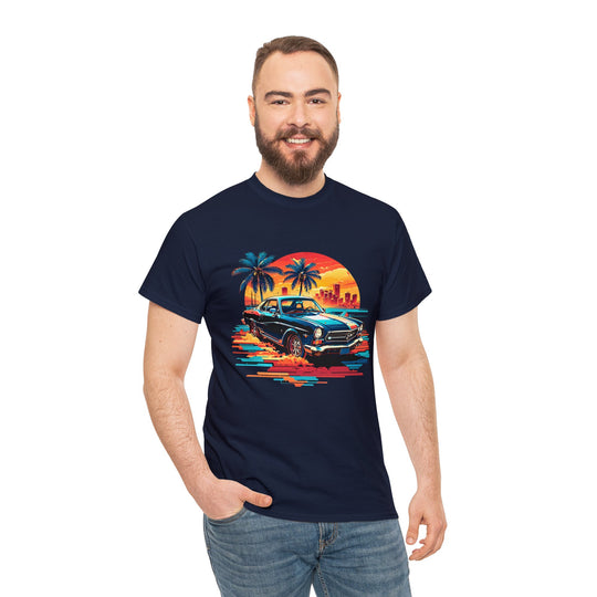 Classic Car Beach Sunset T-shirt   - Vintage City Fashion