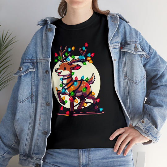 Reindeer Radiance Christmas Cheer Unisex T Shirt - Wave Fusions