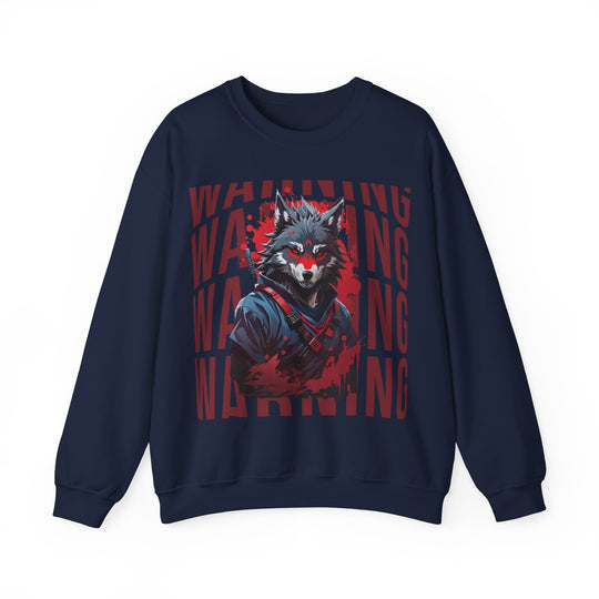 Warning! Warrior Wolf Sweatshirt - Majestic Wolf