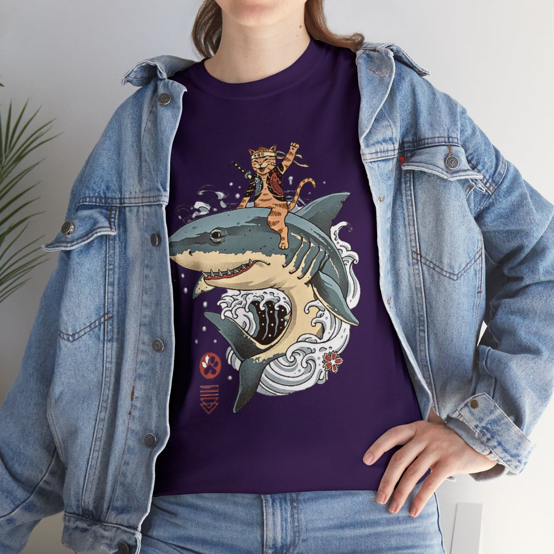 Shark Rider Cat T-Shirt - Aquatic Adventure Gear