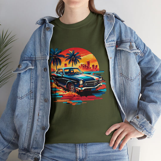 Classic Car Beach Sunset T-shirt   - Vintage City Fashion