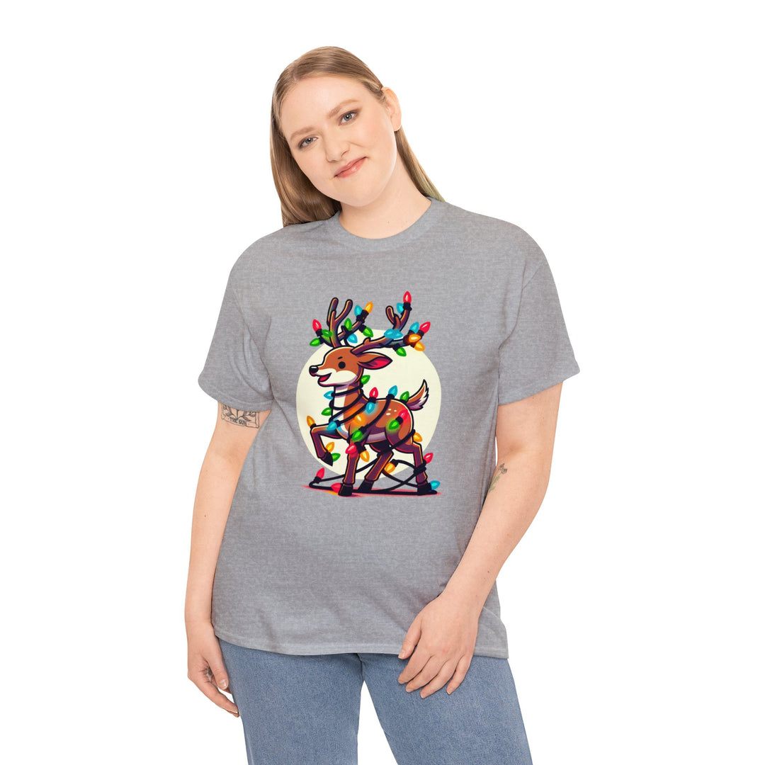 Reindeer Radiance Christmas Cheer Unisex T Shirt - Wave Fusions