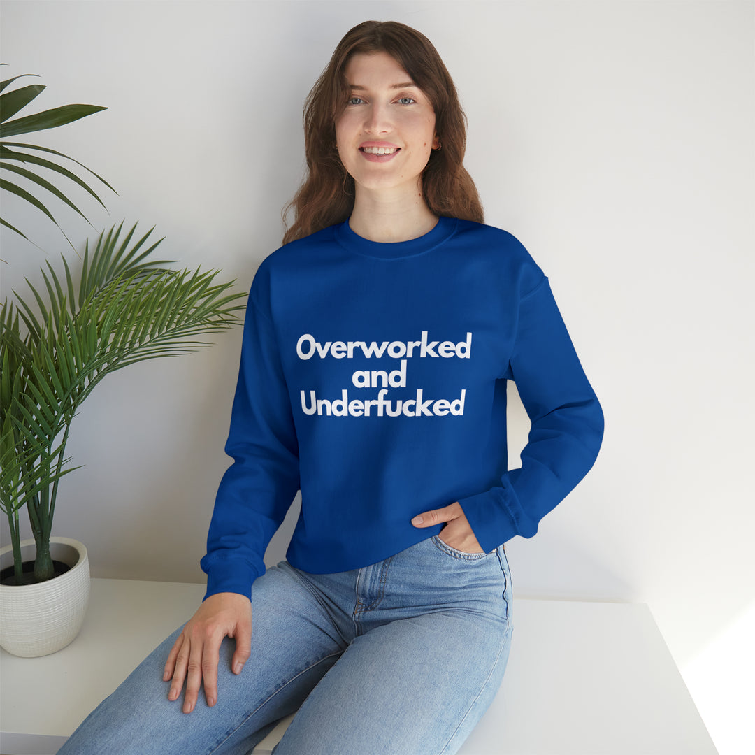 Overworked and Underfucked Unisex Heavy Blend™ Crewneck Sweatshirt - Wave Fusions