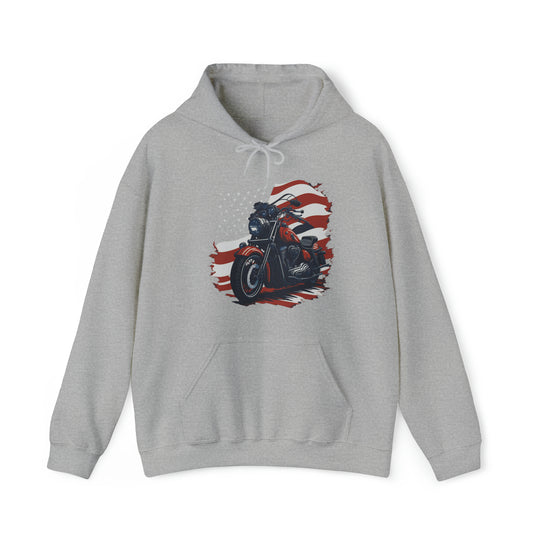 USA Flag Vintage Bike Unisex Hoodie - Wave Fusions