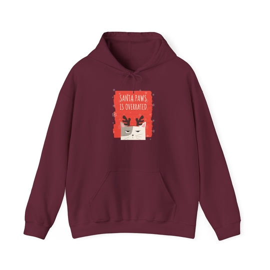 Overrated Santa Paws Festive Cat Hoodie