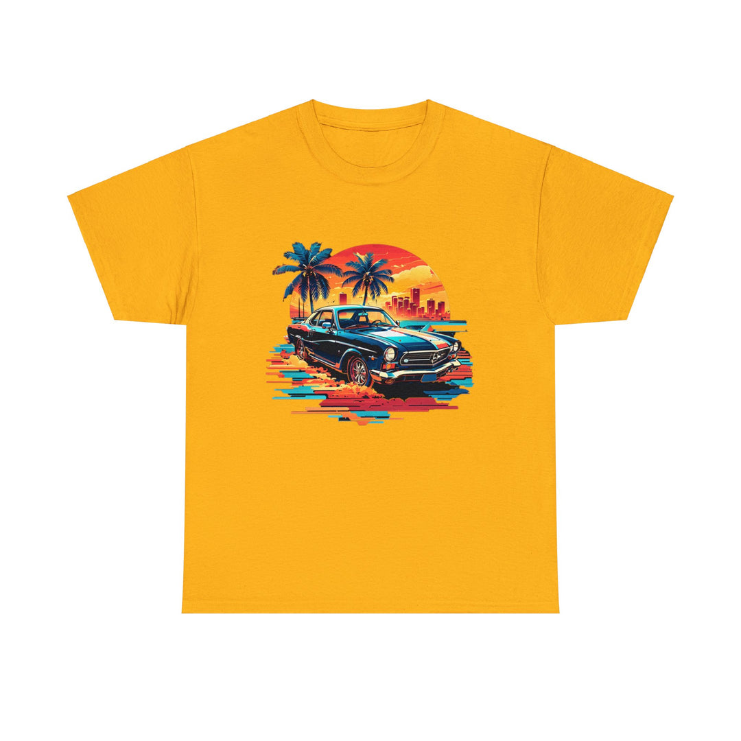 Classic Car Beach Sunset T-shirt   - Vintage City Fashion