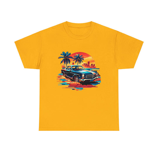 Classic Car Beach Sunset T-shirt   - Vintage City Fashion