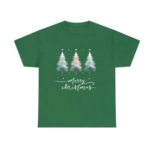 Starry Night Watercolor Christmas Trees Unisex T Shirt - Wave Fusions