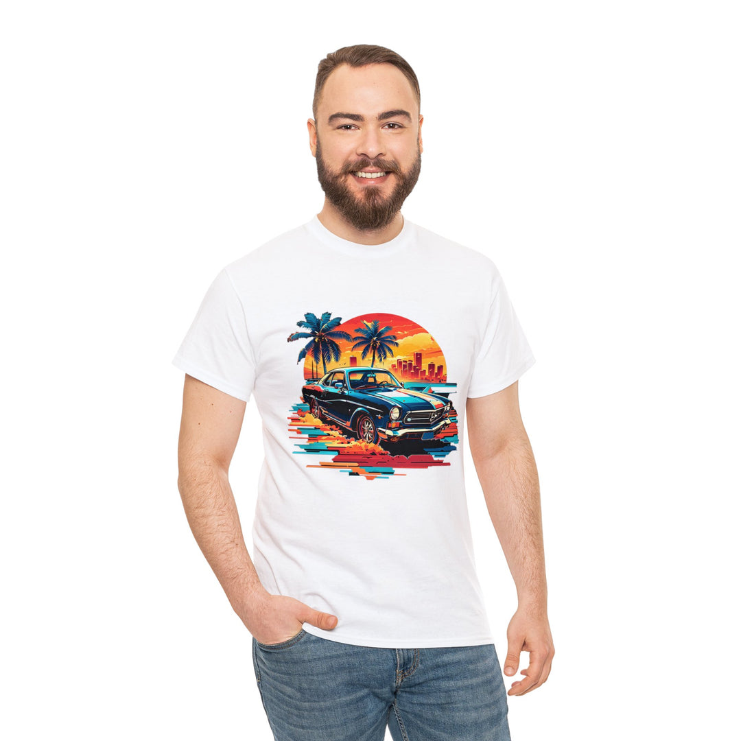 Classic Car Beach Sunset T-shirt   - Vintage City Fashion