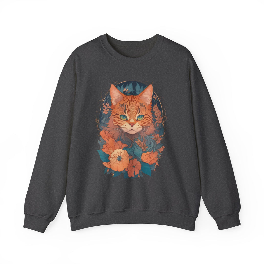 Garden Gaze Cat Petals and Paws Sweatshirt - Blooming Cat