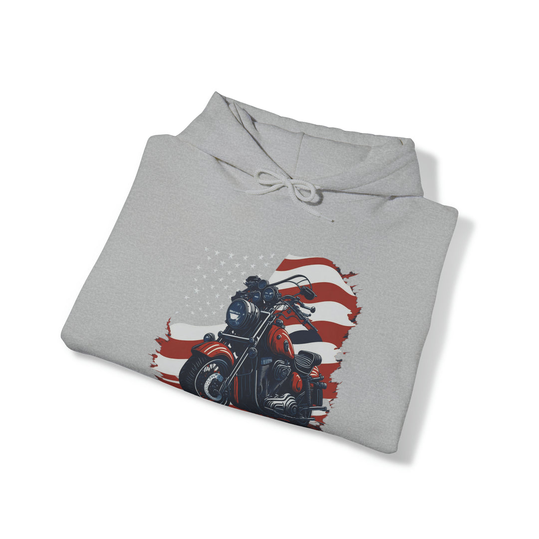 USA Flag Vintage Bike Unisex Hoodie - Wave Fusions