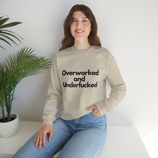 Overworked and Underfucked Unisex Heavy Blend™ Crewneck Sweatshirt - Wave Fusions