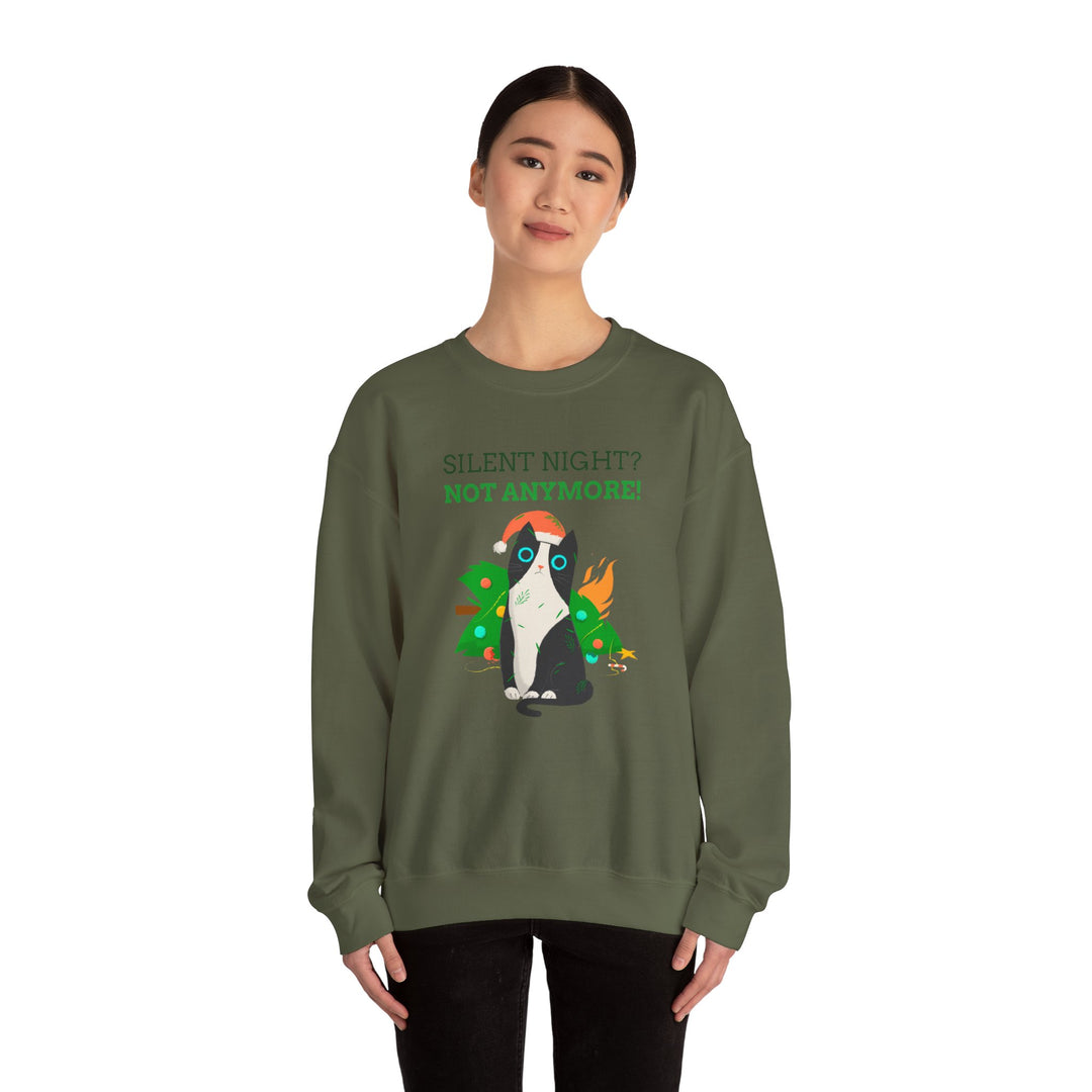 Silent Night Chaos Cat Christmas Sweatshirt