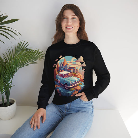 Vintage Car Sky City Sweatshirt - Vintage City Fashion