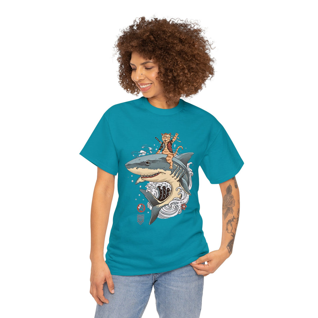 Shark Rider Cat T-Shirt - Aquatic Adventure Gear